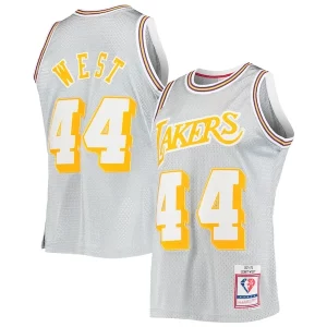 Cool Trendy Meraviglioso Jerry West Los Angeles Lakers 75th Anniversary 1971/72 Hardwood Classics Swingman Jersey Silver per i devoti sostenitori