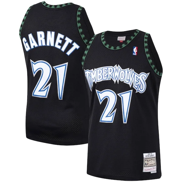 Robusto Kevin Garnett Minnesota Timberwolves Hardwood Classics Swingman Jersey Black/White per i devoti sostenitori
