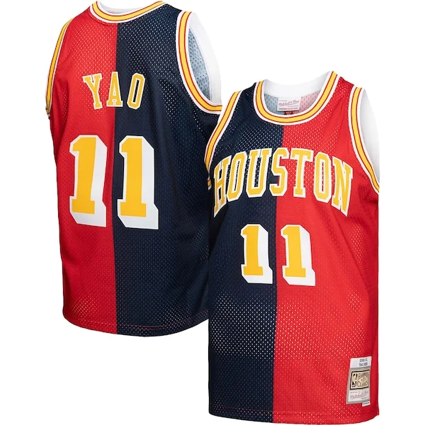 Elegante Classico Yao Ming Houston Rockets Hardwood Classics 2004/05 Split Swingman Jersey Navy/Red per i devoti sostenitori