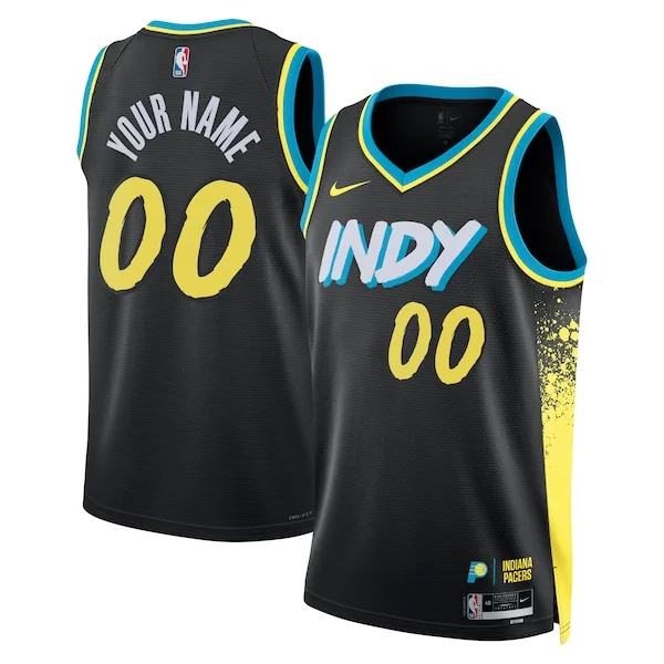 Splendido Indiana Pacers Nike Unisex 2023/24 Custom Swingman Jersey Black City Edition per i devoti sostenitori
