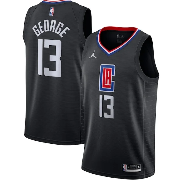 Carino Paul George LA Clippers Jordan Brand 2020/21 Swingman Jersey Statement Edition Black per i devoti sostenitori