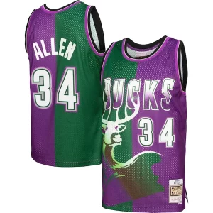 Classico Gorgeous Elegante Ray Allen Milwaukee Bucks Hardwood Classics 1996/97 Split Swingman Jersey Green/Purple per i devoti sostenitori