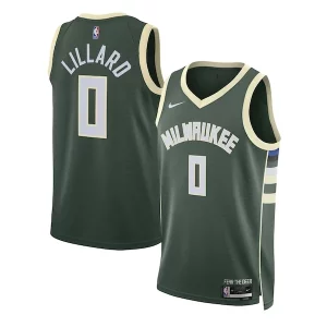Fascinante Damian Lillard Milwaukee Bucks Nike Unisex Swingman Jersey Icon Edition Hunter Green per i devoti sostenitori