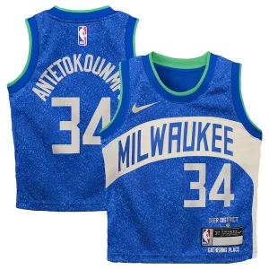 Delizioso Bellissimo Magnifico Giannis Antetokounmpo Milwaukee Bucks Nike Toddler Swingman Replica Jersey City Edition Royal per i devoti sostenitori