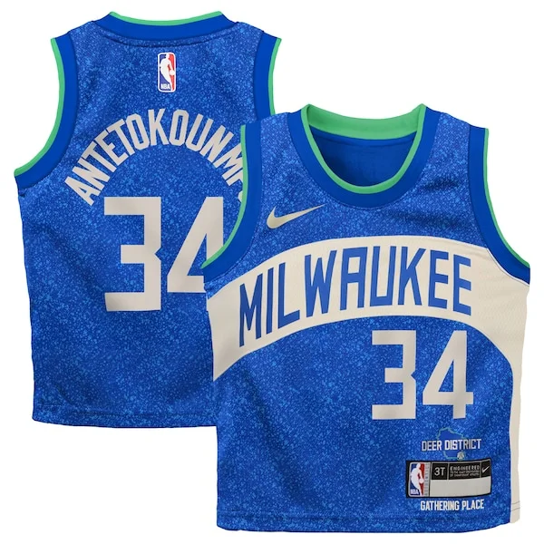 Delizioso Bellissimo Magnifico Giannis Antetokounmpo Milwaukee Bucks Nike Toddler Swingman Replica Jersey City Edition Royal per i devoti sostenitori
