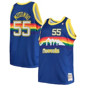 Splendido Dikembe Mutombo Denver Nuggets 1991/92 Big & Tall Hardwood Classics Swingman Jersey Royal per i devoti sostenitori
