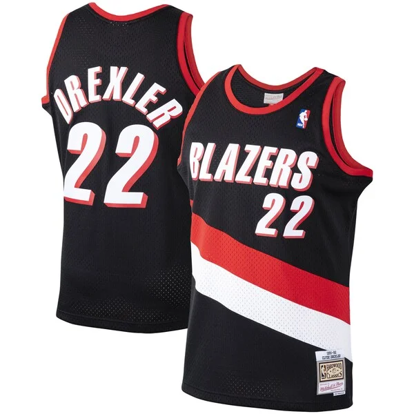 Incantevole Clyde Drexler Portland Trail Blazers 1991/92 Hardwood Classics Swingman Jersey Black per i devoti sostenitori