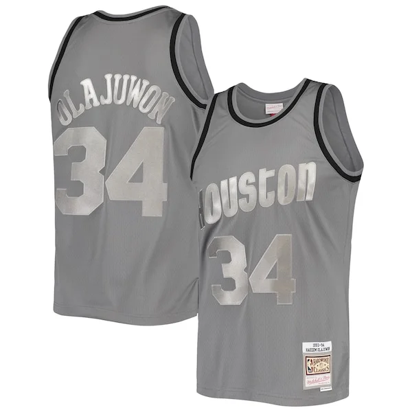 Delizioso Hakeem Olajuwon Houston Rockets Hardwood Classics Retired Player 1993/94 Metal Works Swingman Jersey Charcoal per i devoti sostenitori