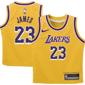 Duraturo Attraente LeBron James Los Angeles Lakers Nike Preschool Dri FIT Swingman Player Jersey Icon Edition Gold per i devoti sostenitori