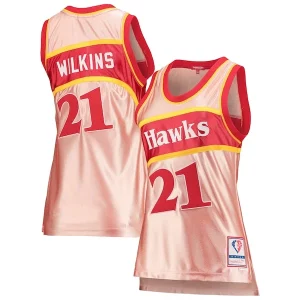 Trendy Raffinato Meraviglioso Dominique Wilkins Atlanta Hawks Women's 75th Anniversary Rose Gold 1986 Swingman Jersey Pink per i devoti sostenitori
