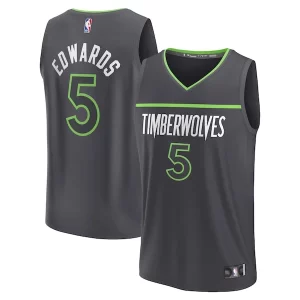 Comodo Accattivante Anthony Edwards Minnesota Timberwolves Youth Fast Break Replica Player Jersey Statement Edition Anthracite per i devoti sostenitori