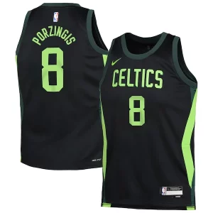 Splendido Attraente Kristaps Porzingis Boston Celtics Nike Youth 2024/25 Swingman Player Jersey City Edition Black per i devoti sostenitori
